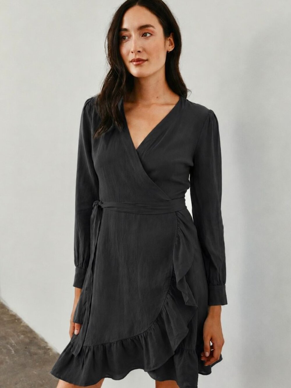 Part Two Sol Linen Wrap Dress NWT Black Size 42/Large
